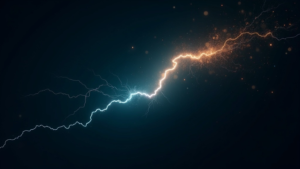 Lightning bolt striking through digital code — representing the speed of AI-powered development